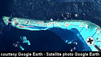 courtesy Google Earth - Artificially constructed Islands in the northern South Male Atoll